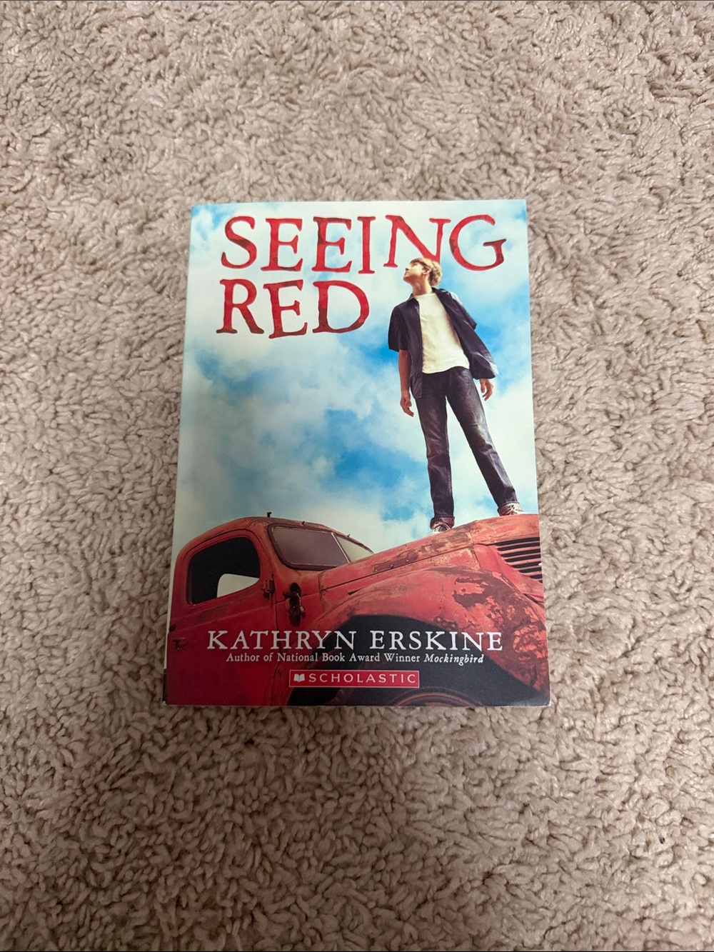 Scholastic Paperback with Red Truck and Blue Sky Cover